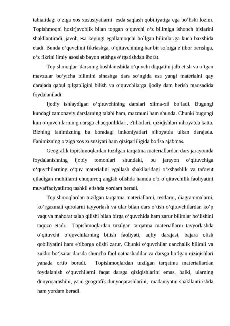 GEOGRAFIYA DARSLARIDA she’riy Topishmoqlardan foydalanishning amaliy ahamiyati 2