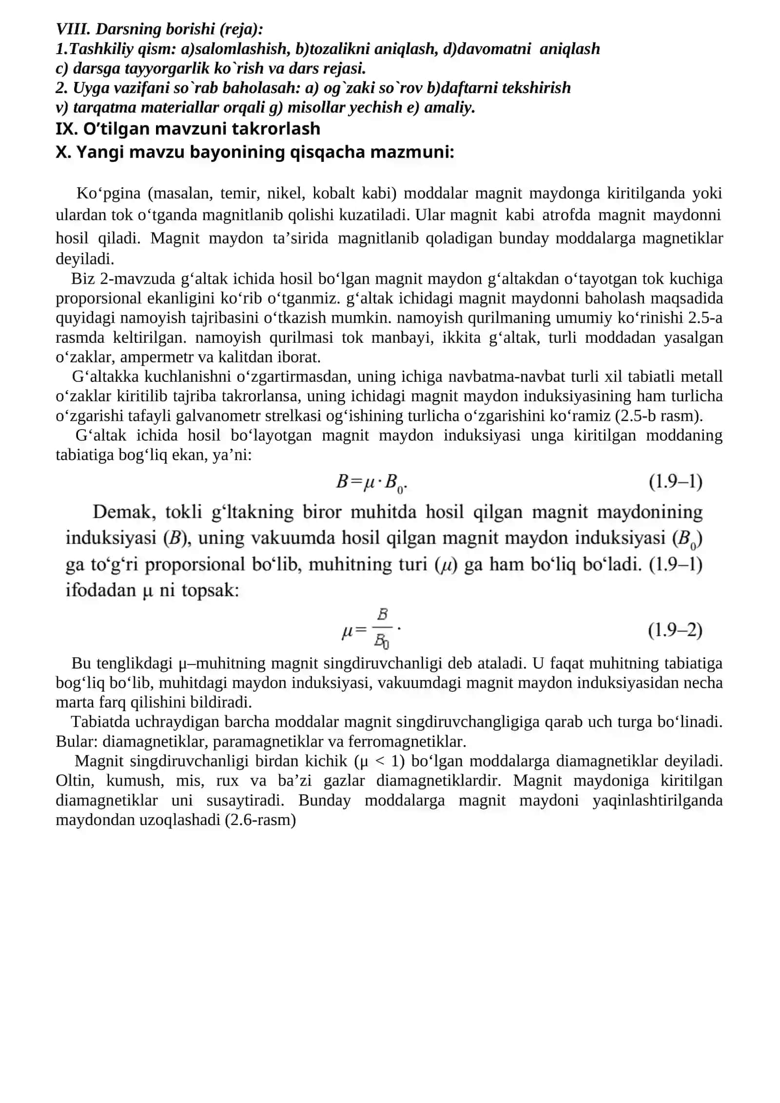 Moddalarning Magnit xossalari I 2