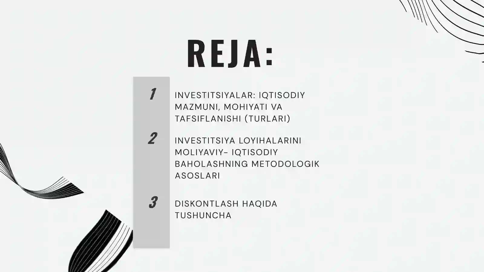 PUL VA INVESTITSIYALARNI BIR YILDAN KAM DAVR ICHIDA JORIY VA KELGUSI QIYMATINI ANIQLASH 2
