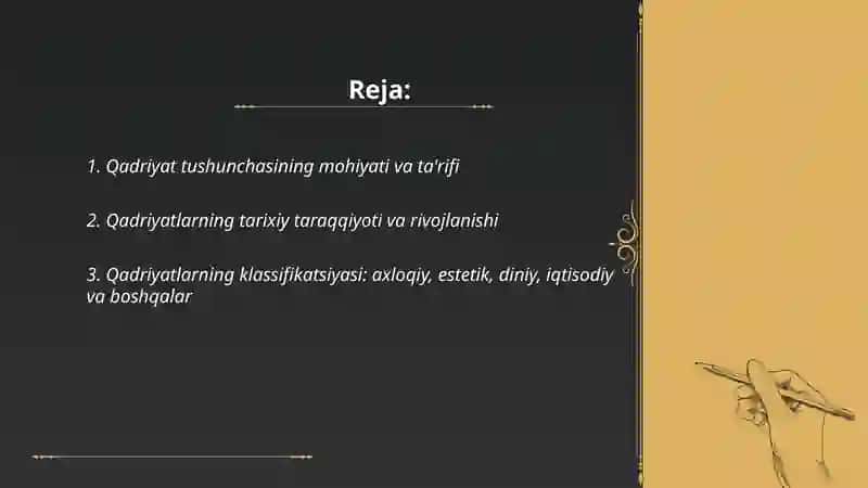 Qadriyat tushunchasining ma'nosi va uning umumiy tavsifi 2