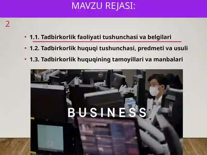 Biznes huquqiga kirish 2