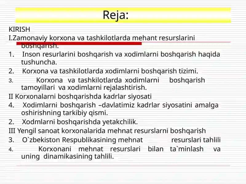 Sanoat korxonalarida mehnat salohiyatining holatini va ta’minlanganligini ifodalovchi ko‘rsatkichlar. 2