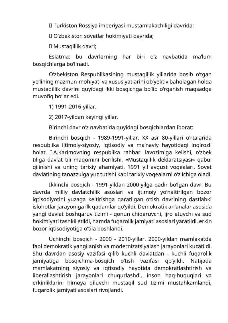 O‘zbekistonning eng yangi tarixi 2