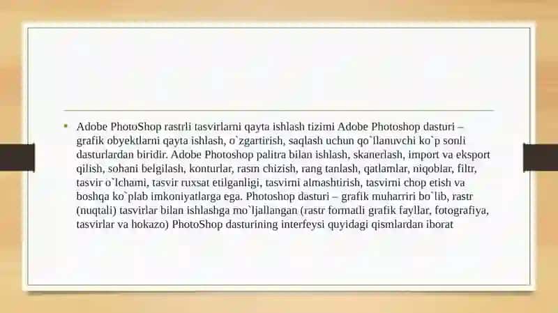 Adobe Photoshop dasturida ishlash prinsiplari 2