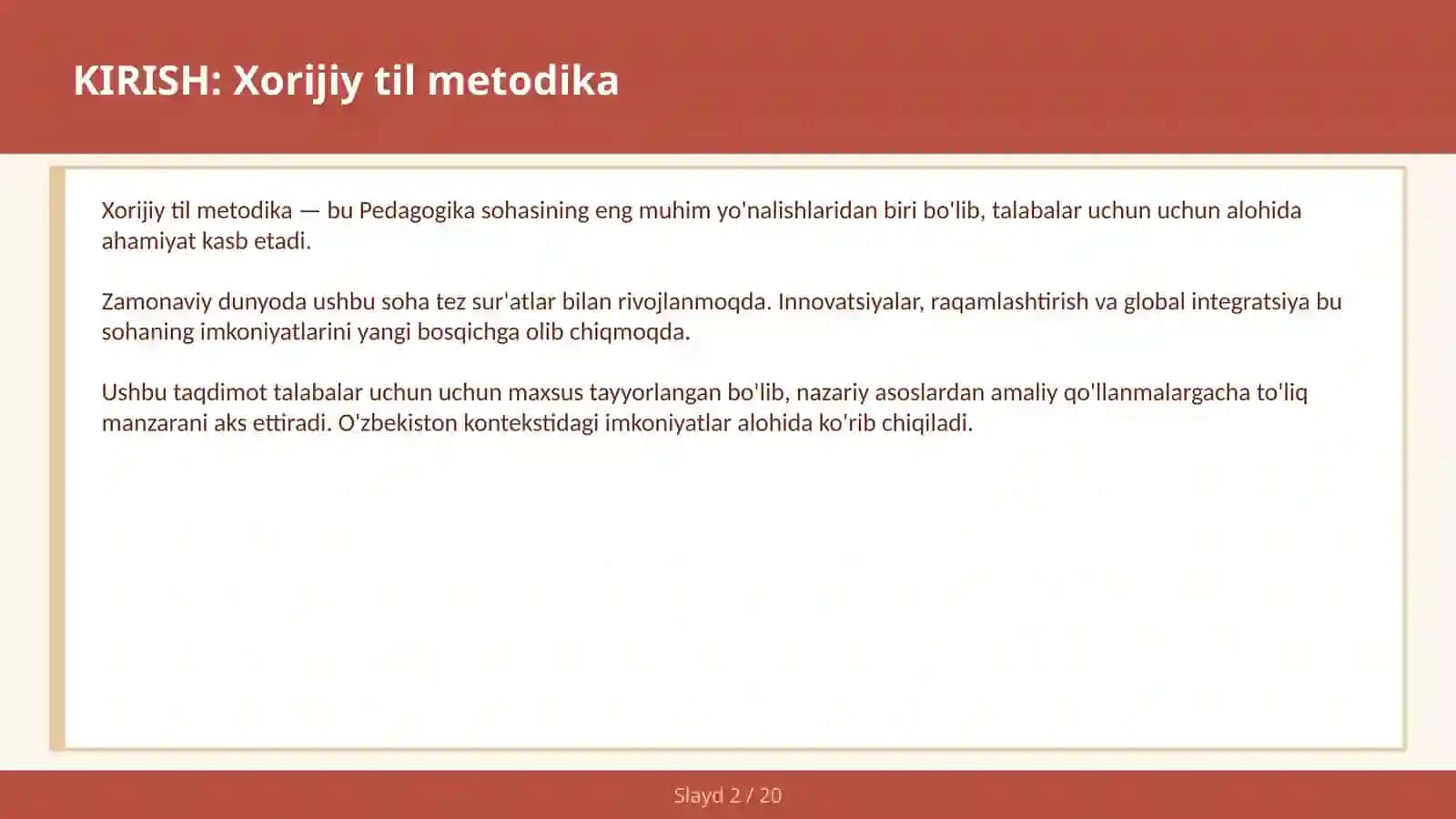 XORIJIY TIL METODIKA 2