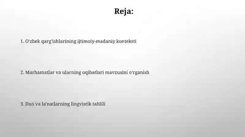 O'zbek xalq olqishlari va qarg'ishlari mazmunini sharhlab tahlil qilish 2