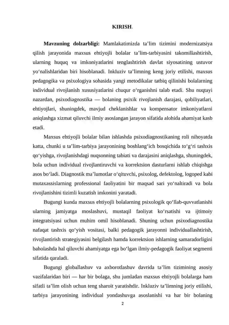 MAXSUS EHTIYOJLI BOLALAR BILAN ISHLASHDA PSIXODIAGNOSTIKANING ROLI 2