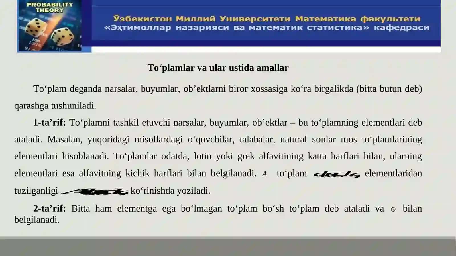 Ehtimollarnazariyasivamatematikstatistika”kafedrasi 2
