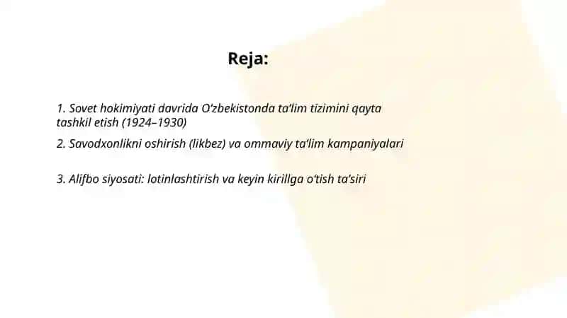 1924-1991 yillarda Oʻzbekiston taʼlim tizimi va pedagogik fikrlar rivoji Ergashaliyeva Durdona 2