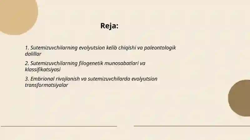 Sutemizuvchilarni evalutsiyasi kelib chiqishi va ekalogiyasi 2