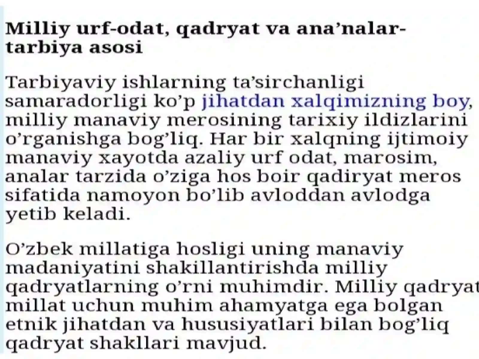 Tarbiyaning tarixiy va milliy asoslari tarbiyada urf-odatni tutgan o'rni 2