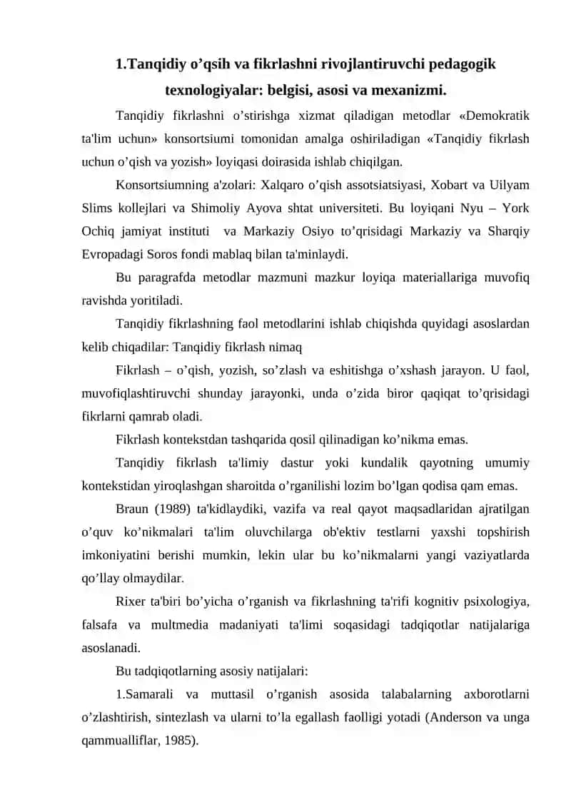 Tanqidiy o'qish va samarali amalga oshirish omillari 2