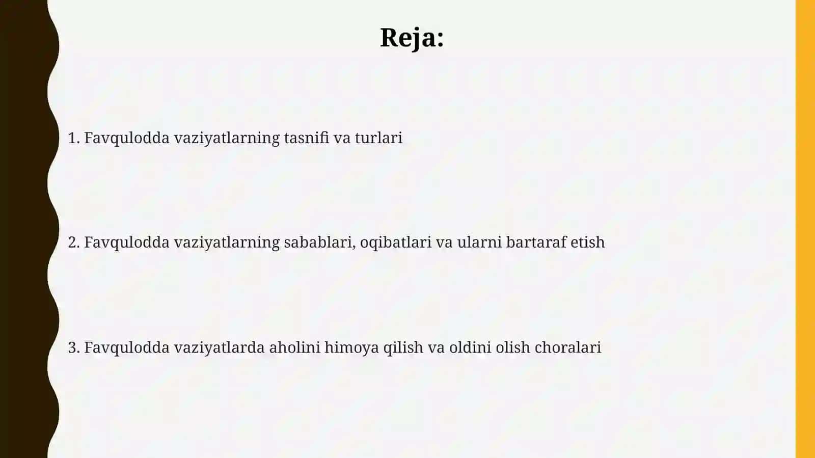 Favqulodda vaziyatlarning tasnifi va turlari 2