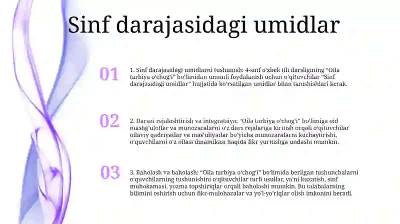 4-Sinf O'Qish Savodxonligi Darsiligidagi Oila Tarbiya O'Chogi Bo'Limi Ustida Ishlash 2