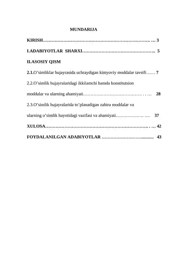 O’simliklar fiziologiyasi fanidan kurs ishi 2