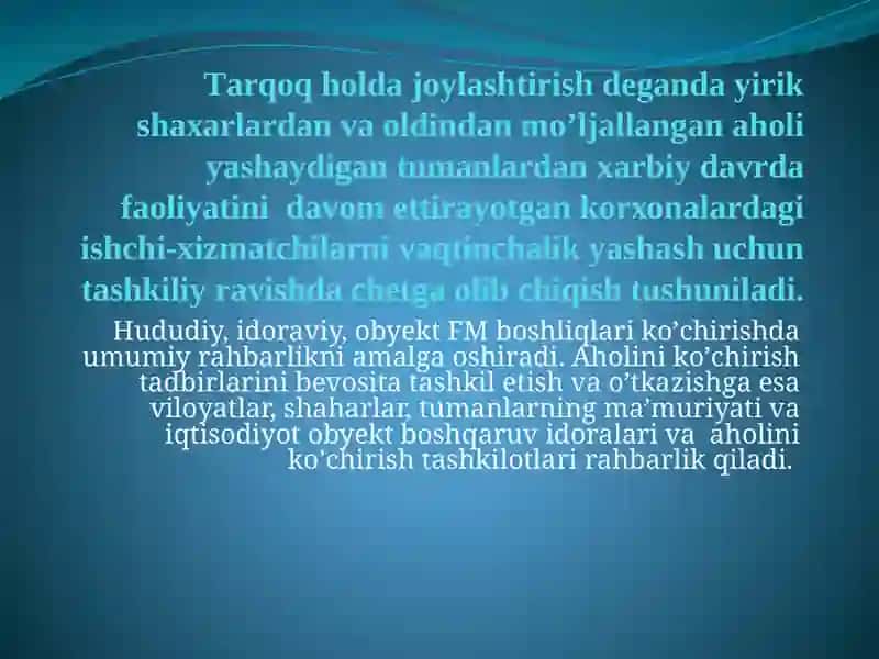 Favqulodda vaziyat xavfi tug’ilganda va sodir bo’lganda aholini evakuatsiya qilish 2