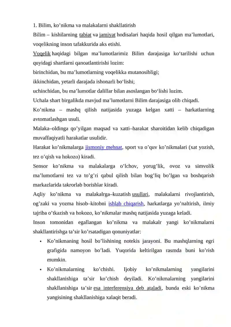 BOSHLANG`ICH SINF O`QUVCHILARINING BILIM KO`NIKMA VA MALAKALARINI TEKSHIRISH UCHUN MATERIALLAR TAYYORLASH 2