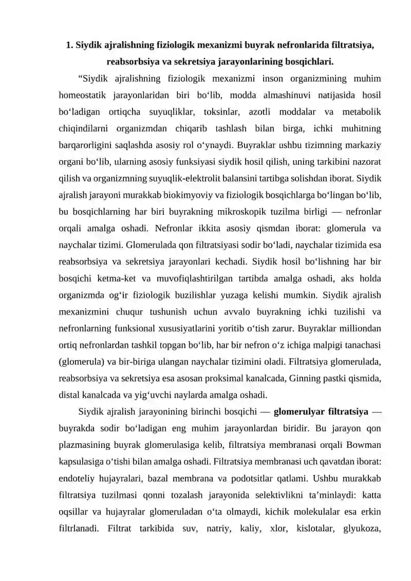 Siydik ajralish mehanizmi va siydik ajralish funksiyasining buzilishi 2
