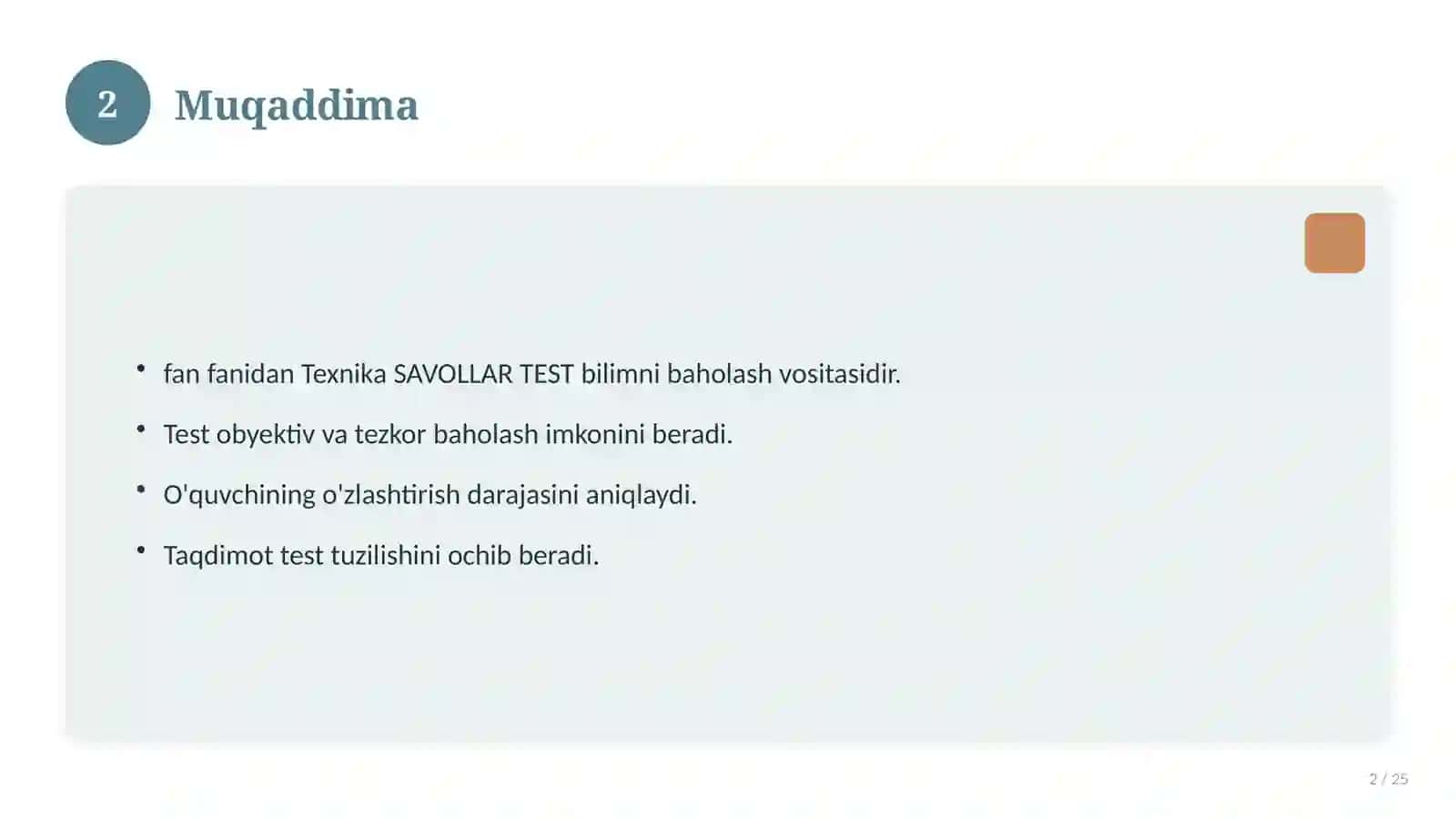 Texnika SAVOLLAR TEST 2
