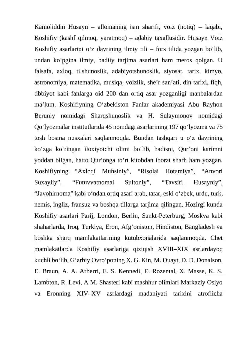 Husayn Voiz Koshifiyning Axloqiy Qarashlari 2