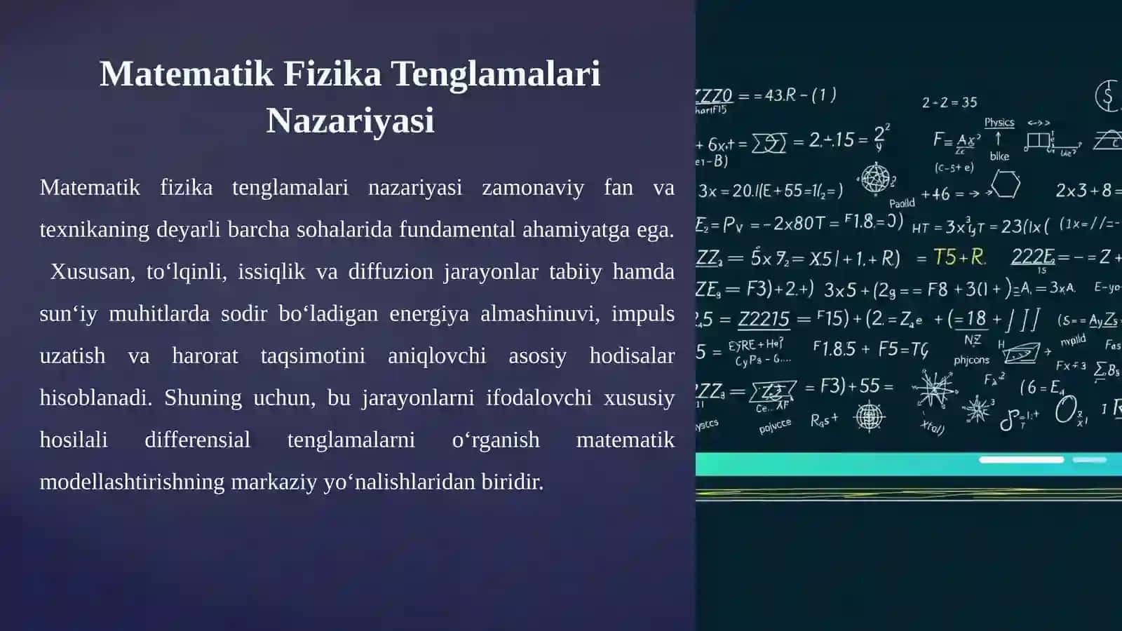 UCH O‘LCHOVLI TO‘LQIN-DIFFUZIYA MODELI ASOSIDA FIZIK JARAYONLARNI MODELLASHTIRISH 2