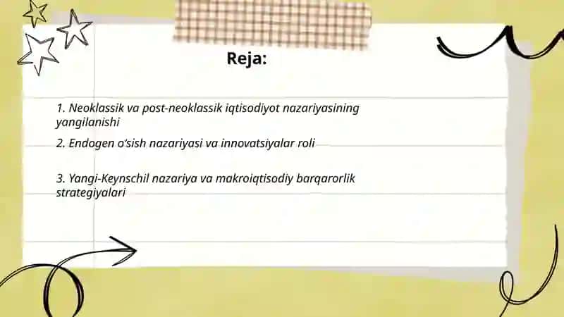 Hozirgi zamon iqtisodiyot nazariyasi rivojlanishining asosiy yoʻnalishlari 2