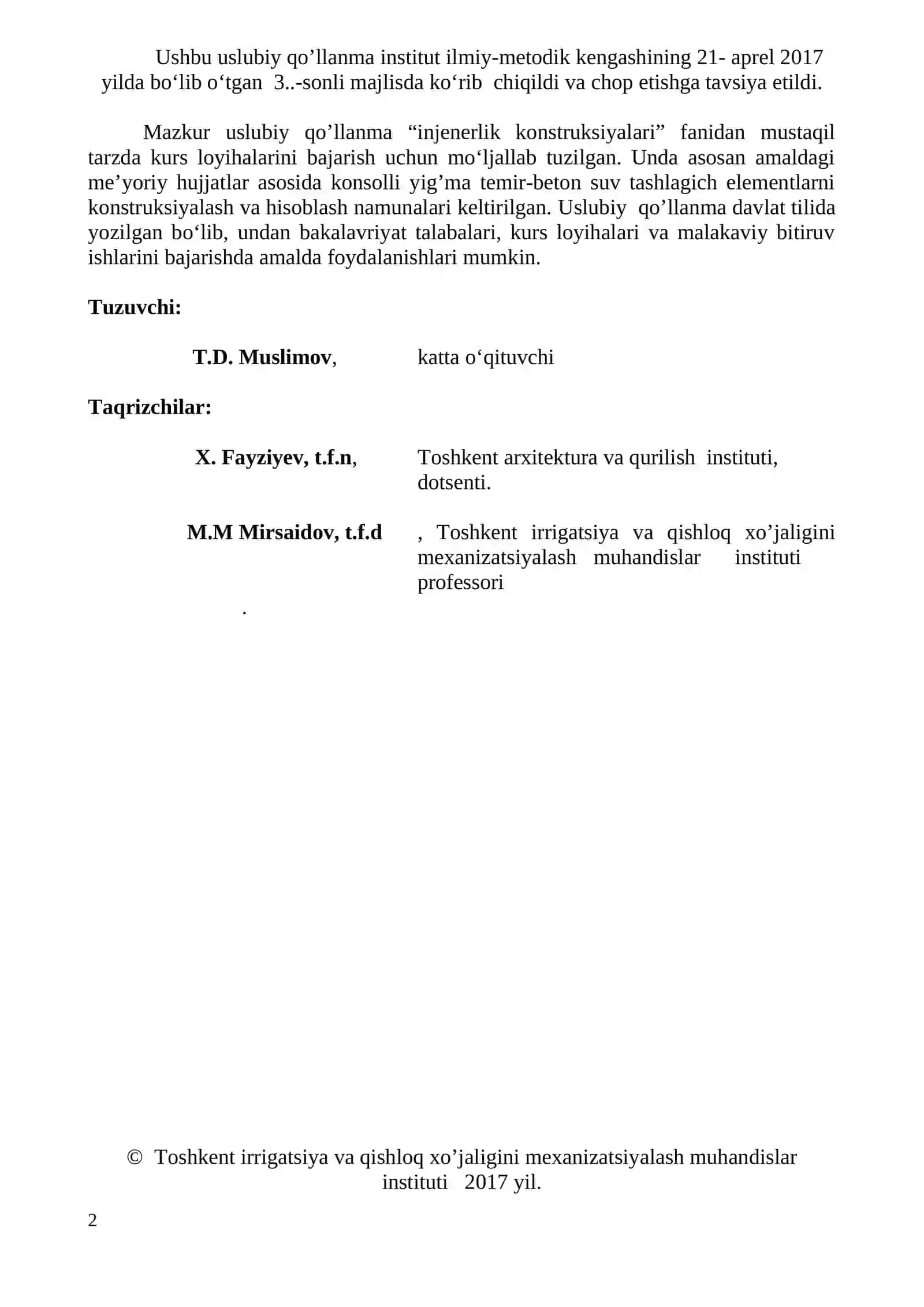 Gidrotexnika inshootlari va muhandislik konstruksiyalari 2