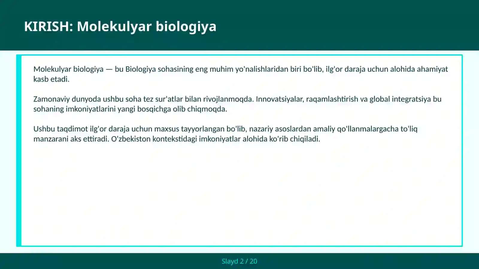 Molekulyar Biologiya 2