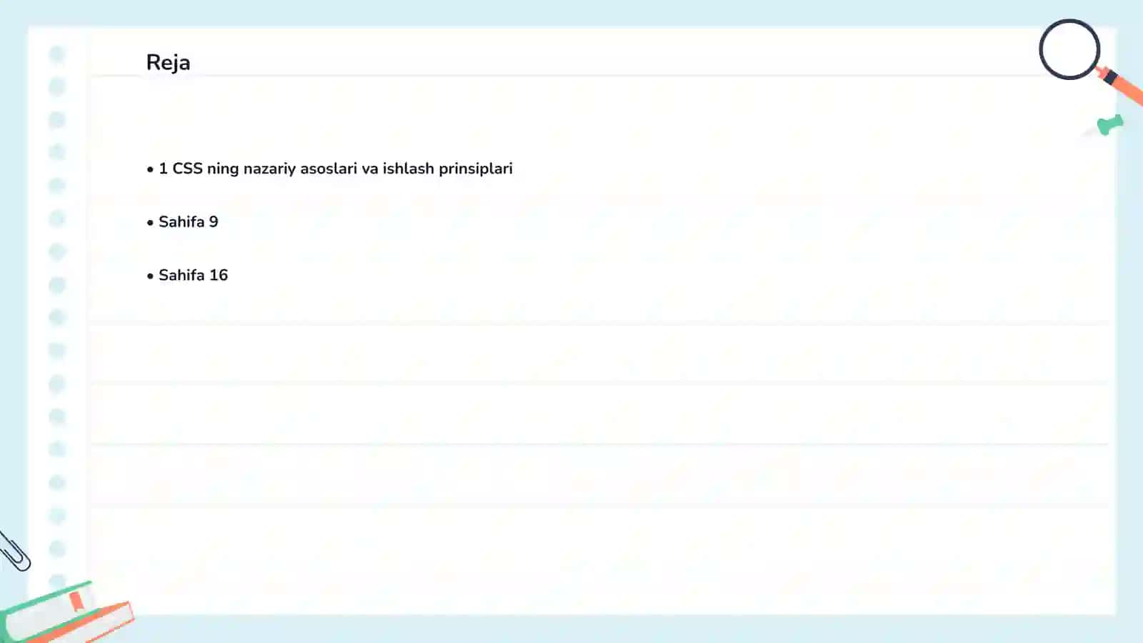 CSS asoslari va sahifani bezash 2
