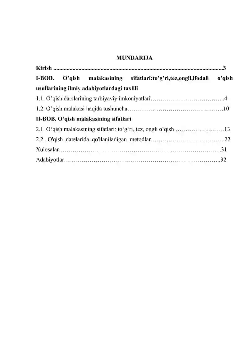 O’qish malakasining sifatlarito’g’ri,tez,ongli,ifodali o’qish usullari 2