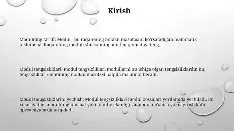 Modulli Tengsizliklarni Yechish 2