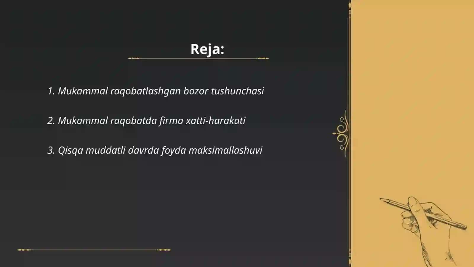 Mukammal raqobatlashgan bozor tushunchasi 2
