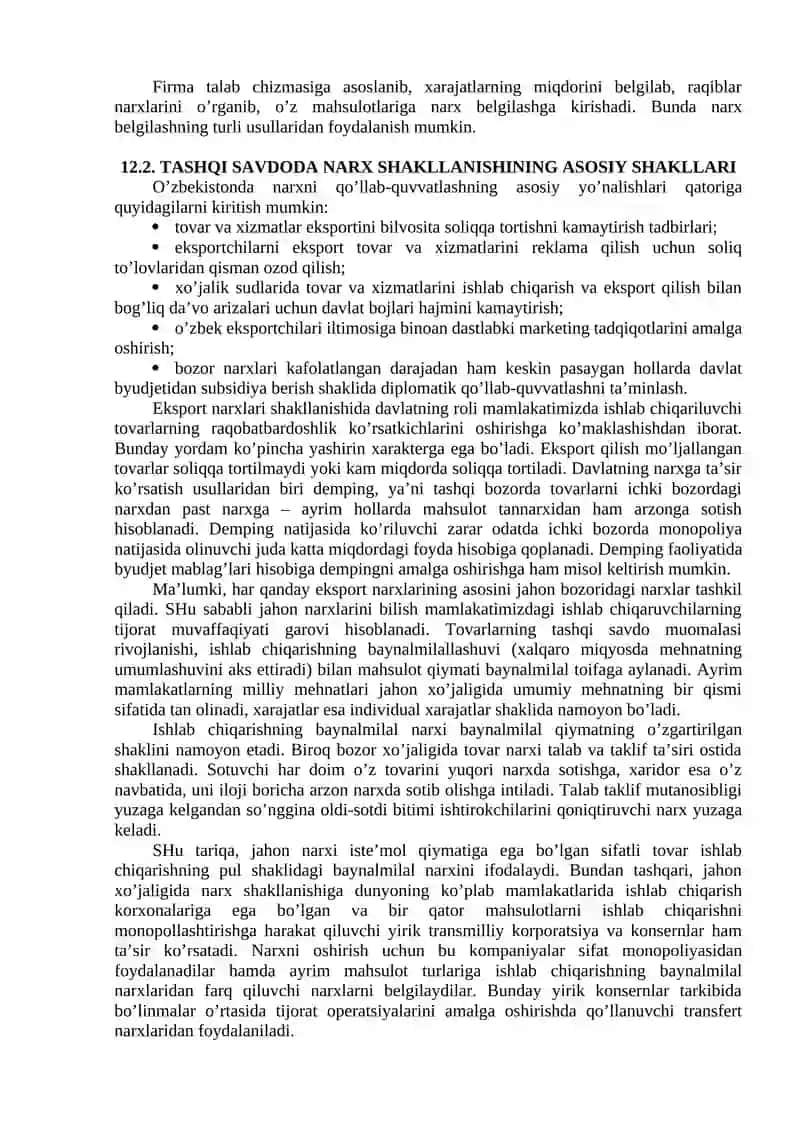 Xalqaro marketingda narx shakllanishi 2
