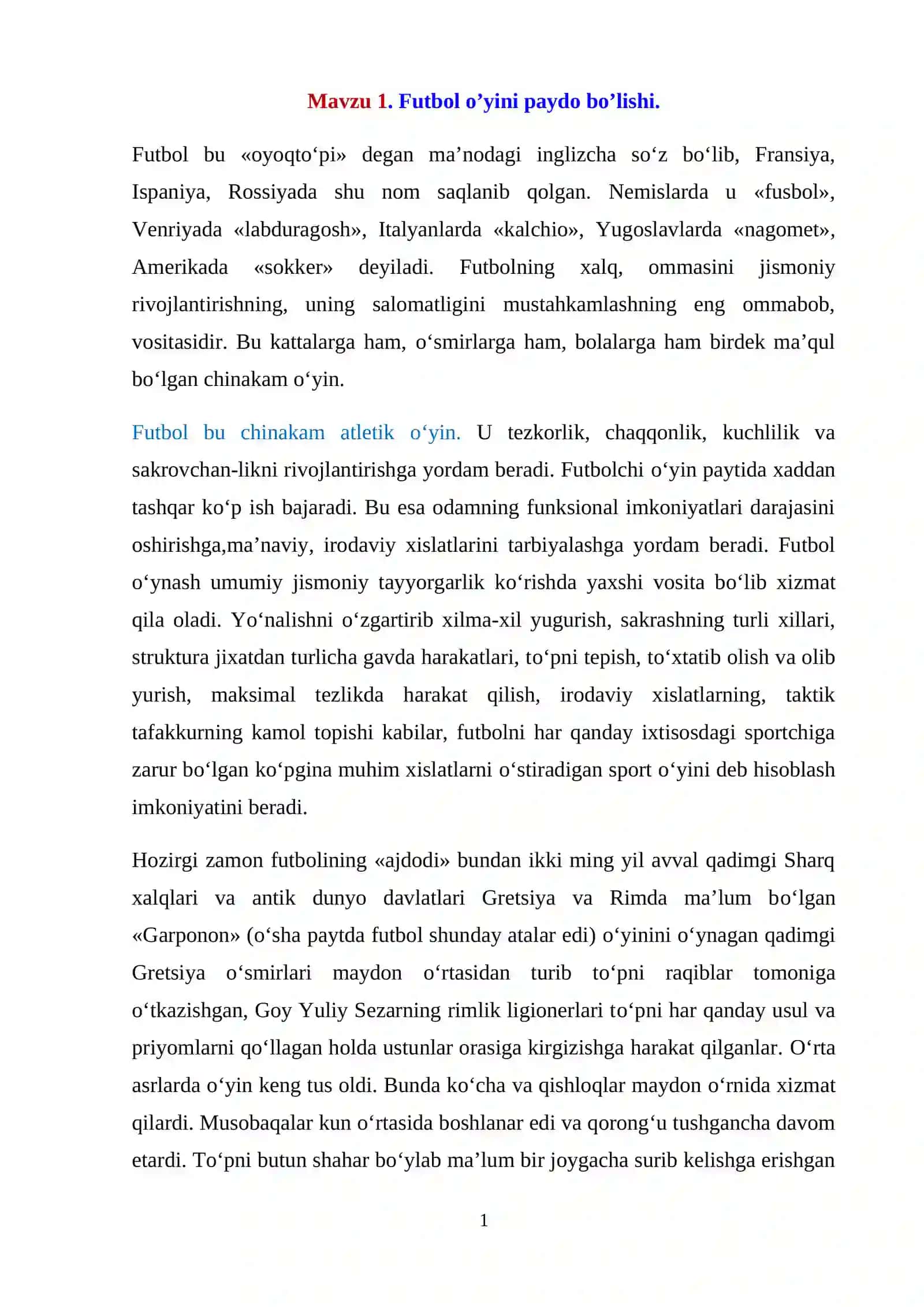 Futbol о‘yini texnikasi va taktikasi 2