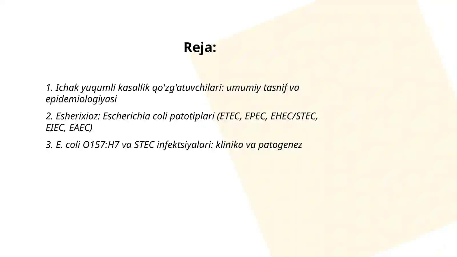 Ichak yuqumli kasallik qo'zg'atuvchilari, esherixioz va iersiniyalar 2
