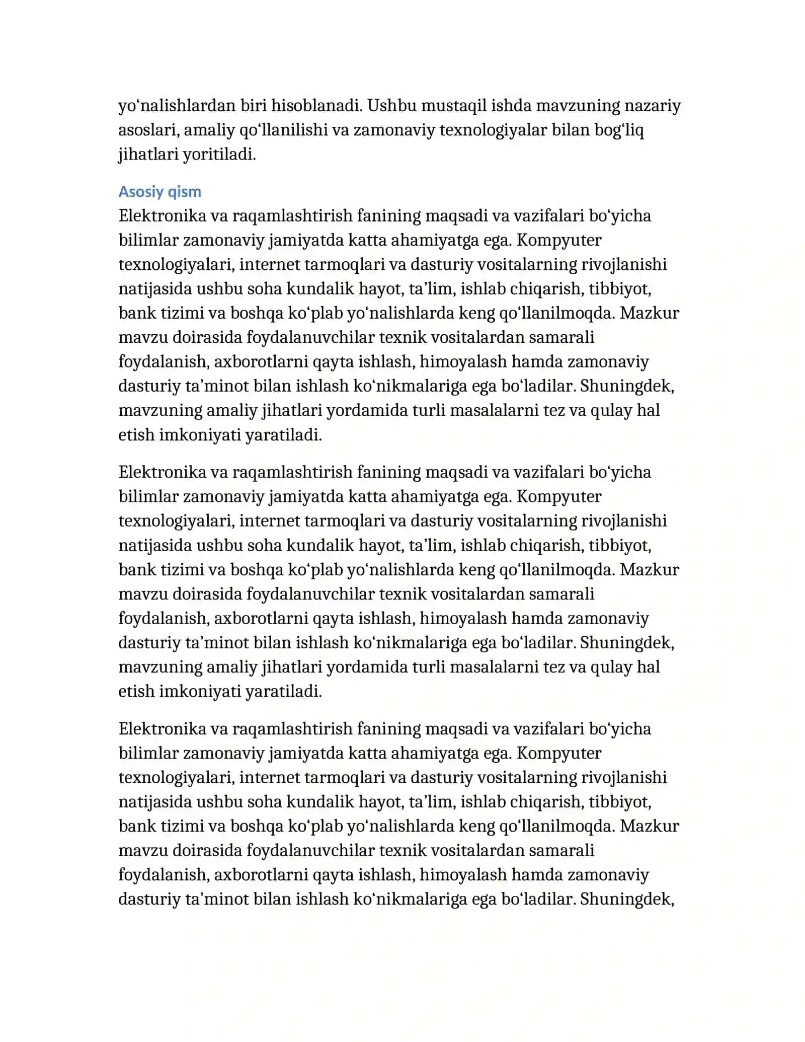 Elektronika va raqamlashtirish fanining maqsadi va vazifalari 2