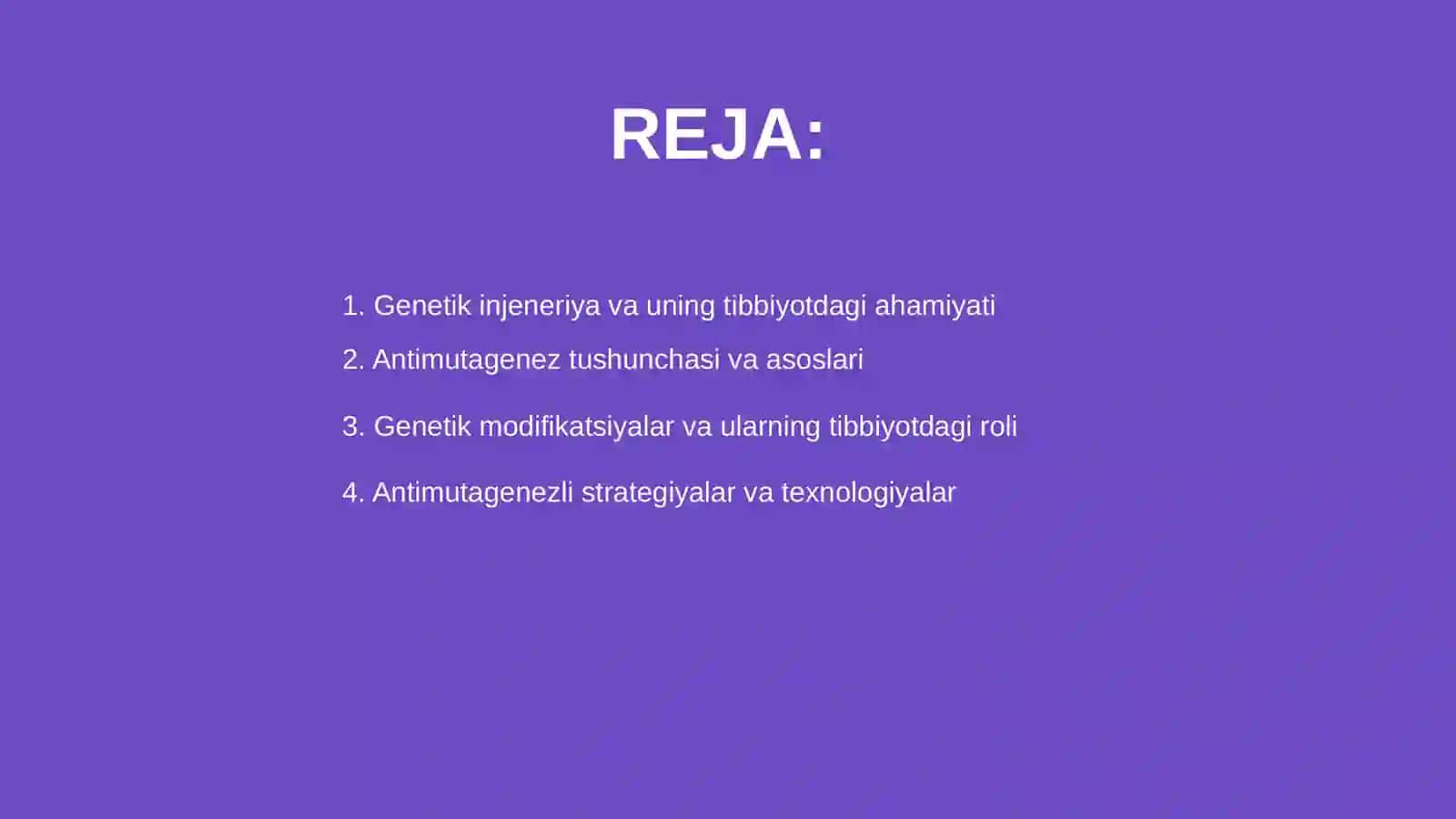 Genetik injeneriyaning tibbiyotdagi roli.Antimutagenez 2