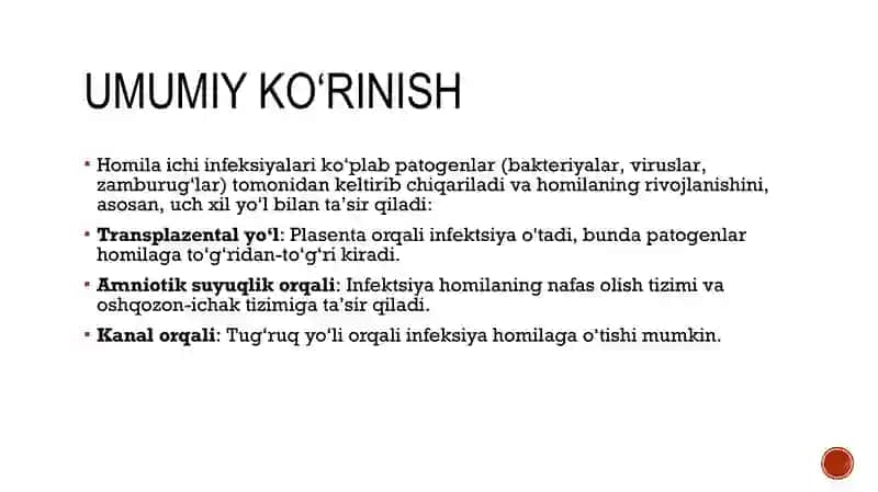 Homila ichi infeksiyalari pptx taqdimot prezintatsiya 2