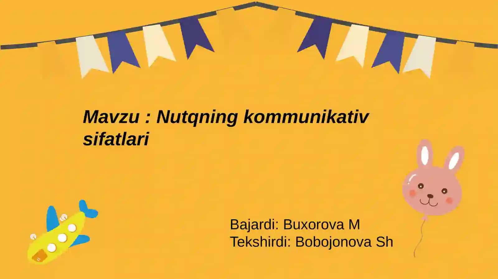 O‘zbek tiliva adabiyoti 5-20-guruhtalabasi Buxorova Muborakning Nutqmadaniyatifanidantayyorlagan TAQDIMOTI 2