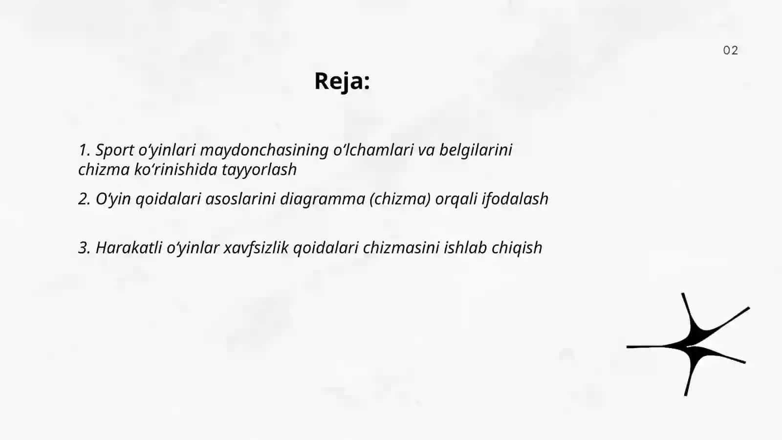 Sport oʻyinlari va xarakatli oʻyinlar qonuni va qoidalari chizmalarini tayyorlash 2