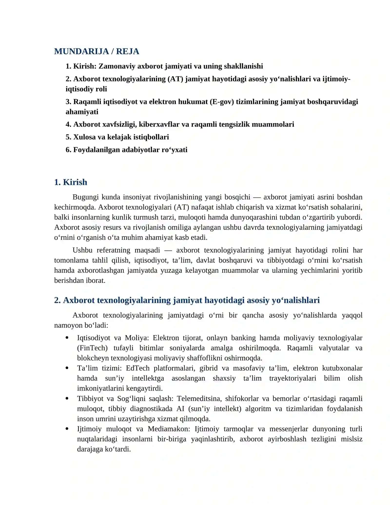 Axborot texnologiyalarining jamiyatdagi o‘rni 2