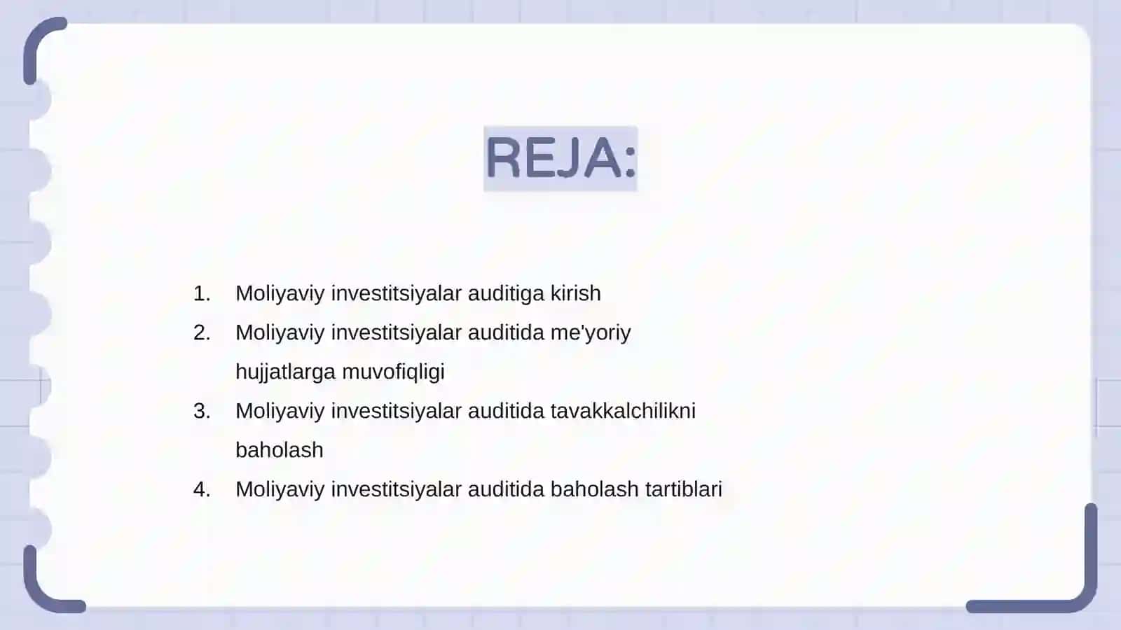 Moliyaviy investitsiyalar auditi 2