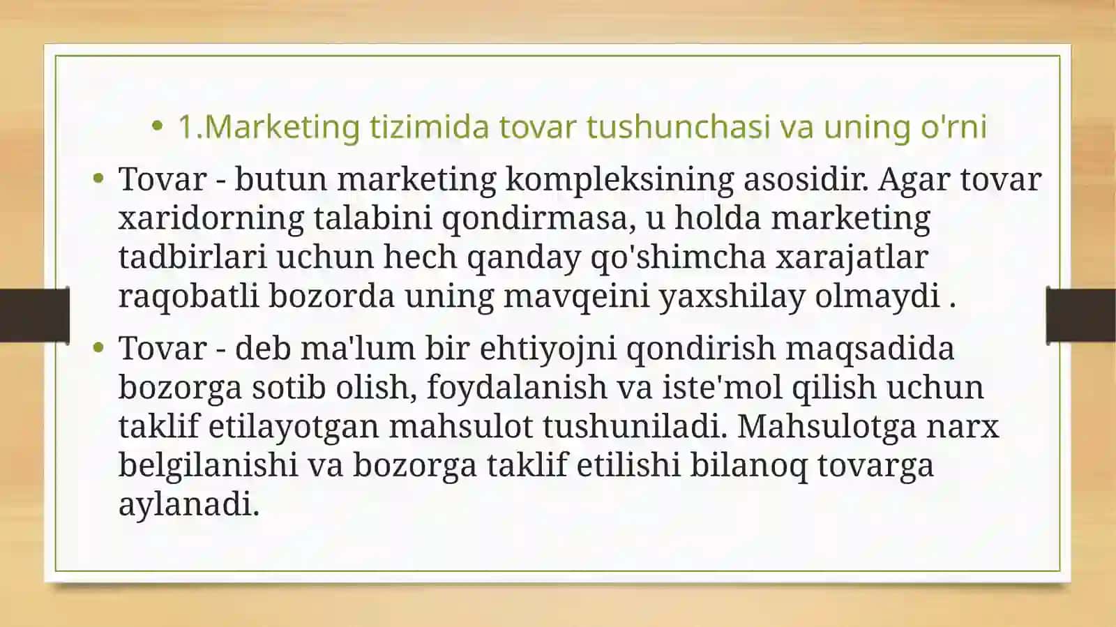 Tovar siyosati 2