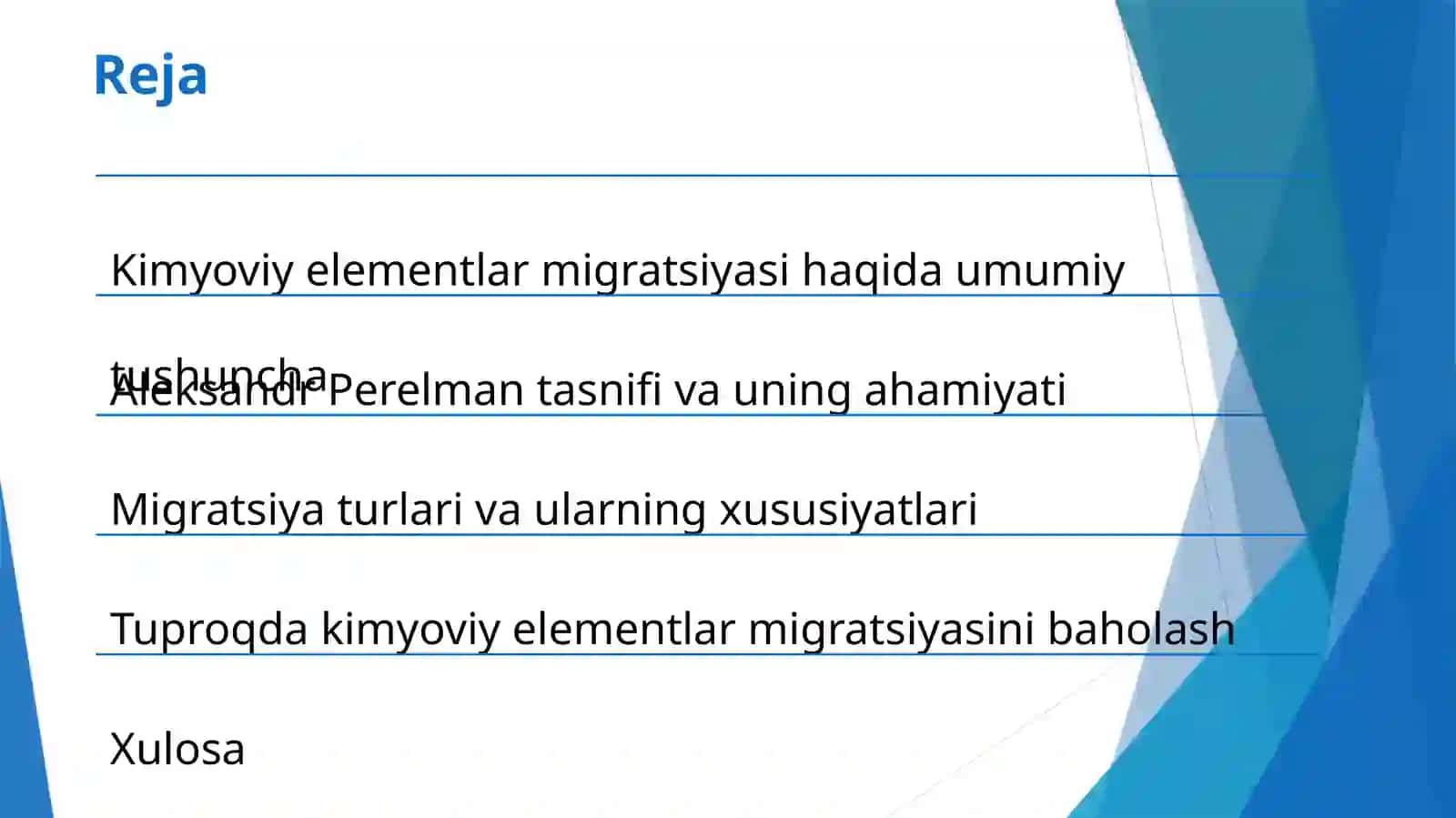 Kimyoviy elementlarning migratsiyasi 2