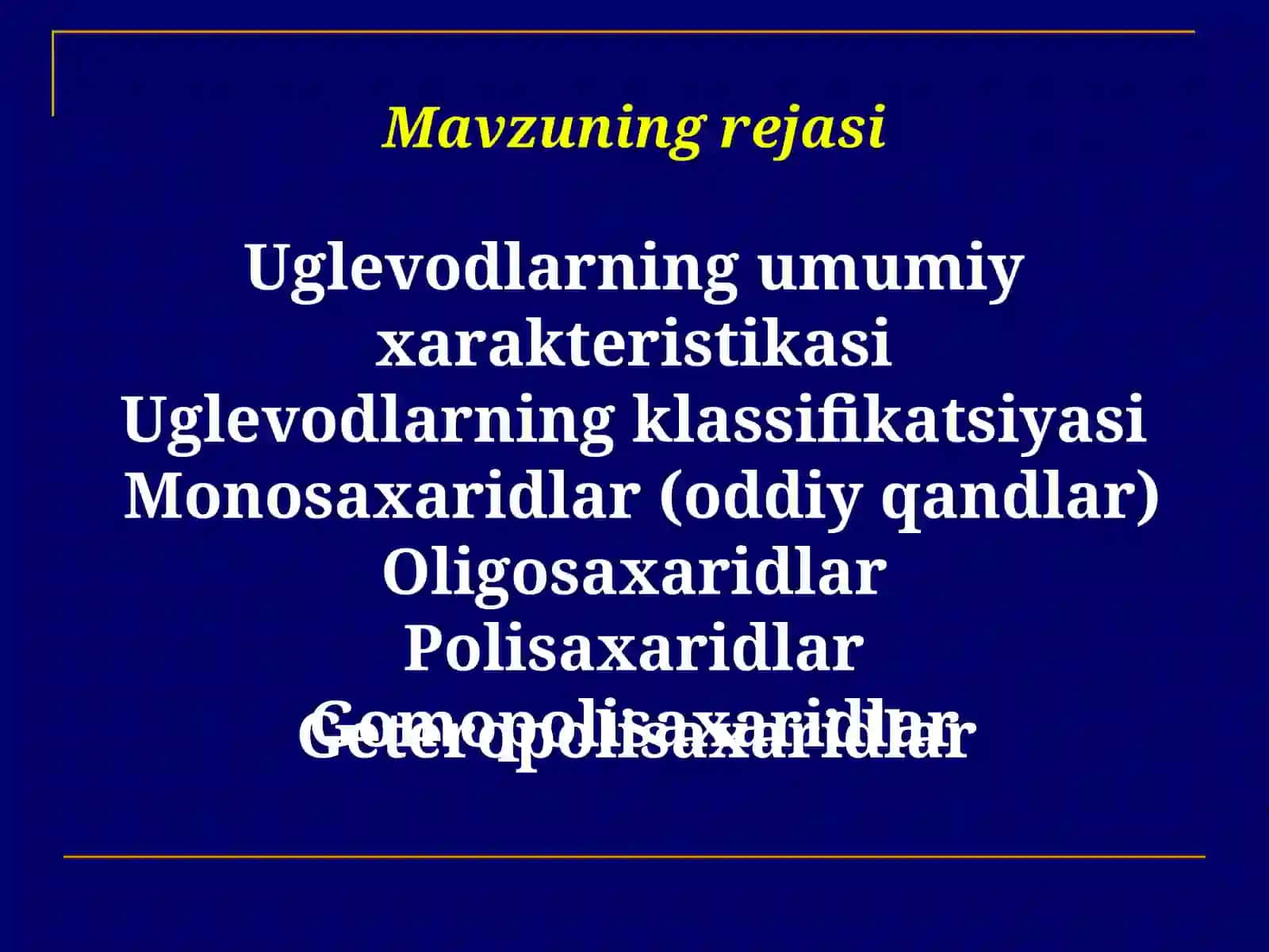 UGLEVODLAR: TUZILISHI, XOSSALARI VA BIOLOGIK FUNKSIYALARI 2