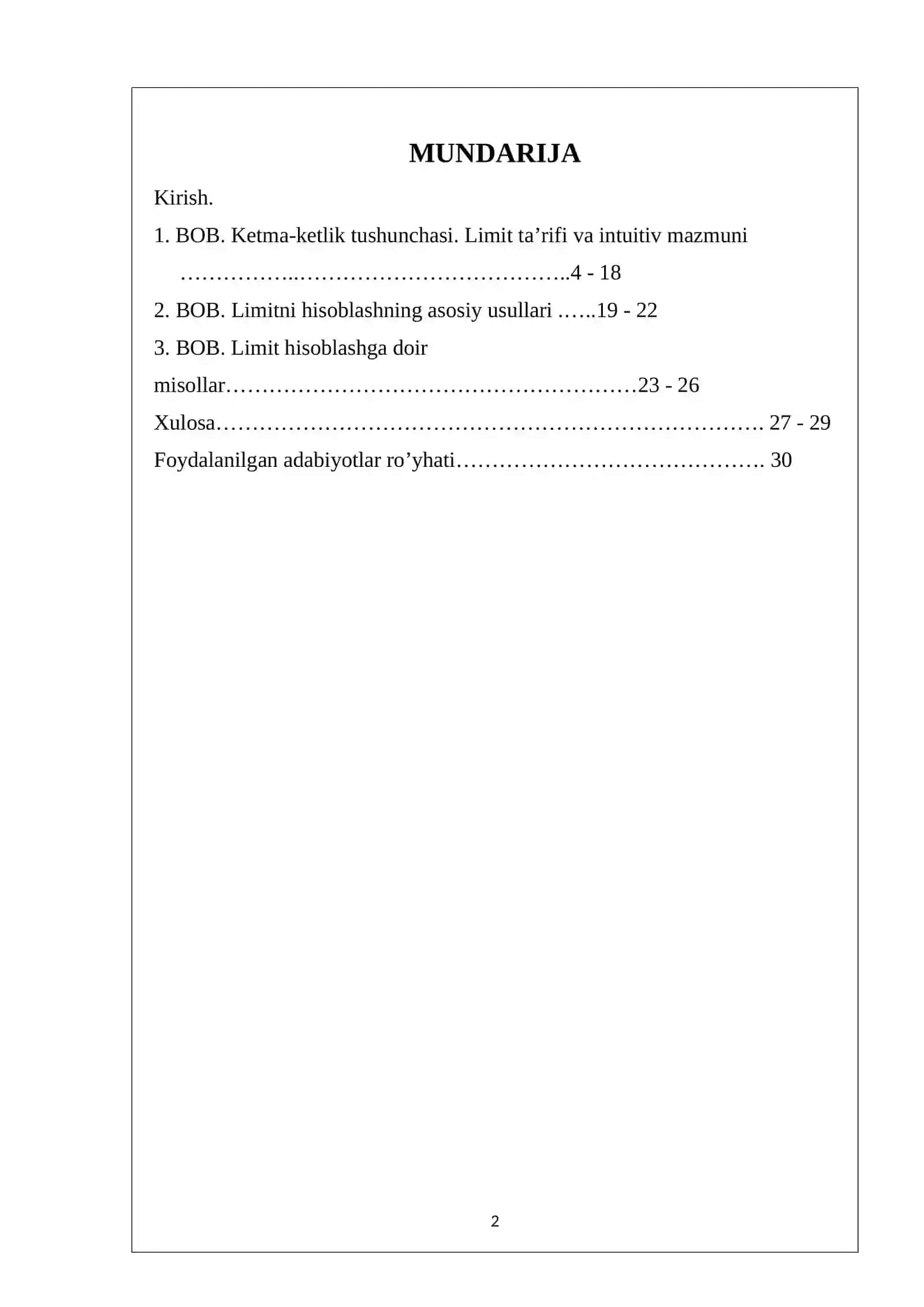 Sonli ketma-ketlik limitini hisoblash texnikalariga doir misollar 2