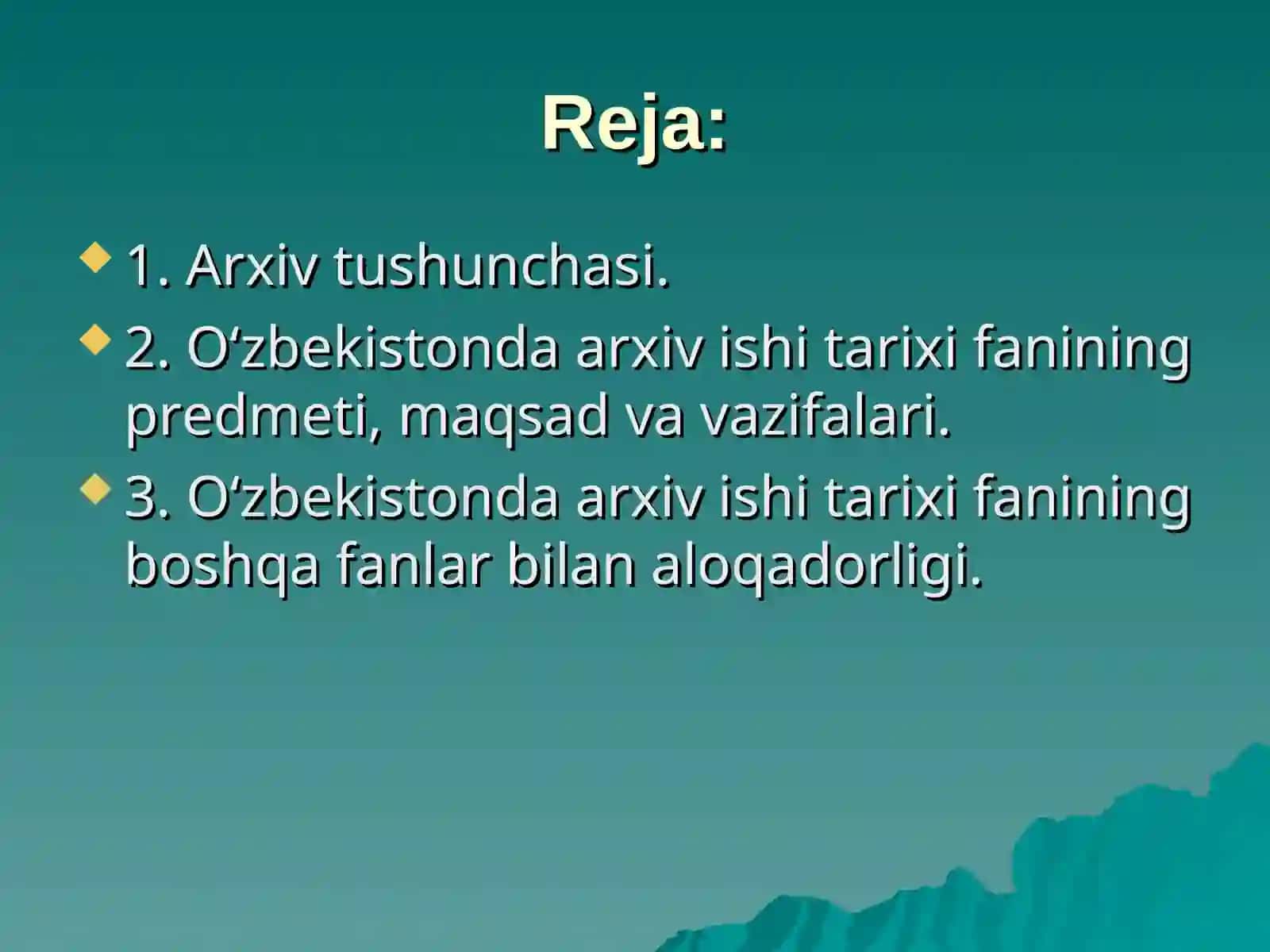 KIRISH. FANNING PREDMETI, MAQSAD VA VAZIFALARI 2