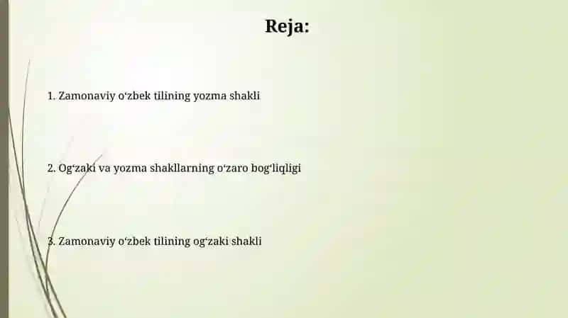 Zamonaviy oʻzbek tilining ogʻzaki va yozma shakllari 2