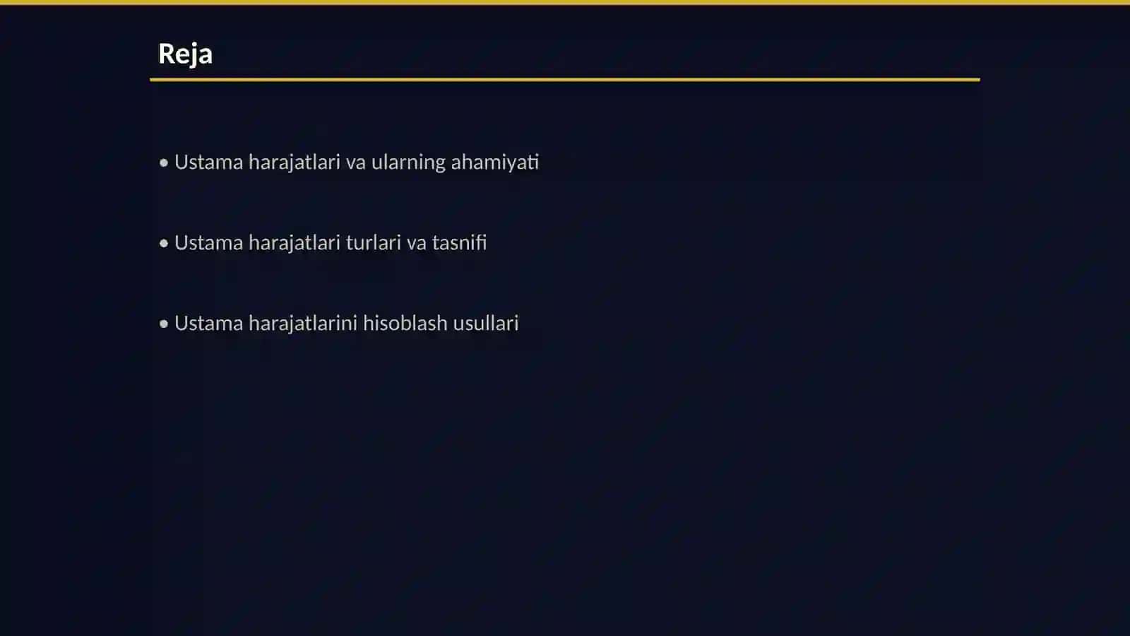 Ustama harajatlari hisobi 2