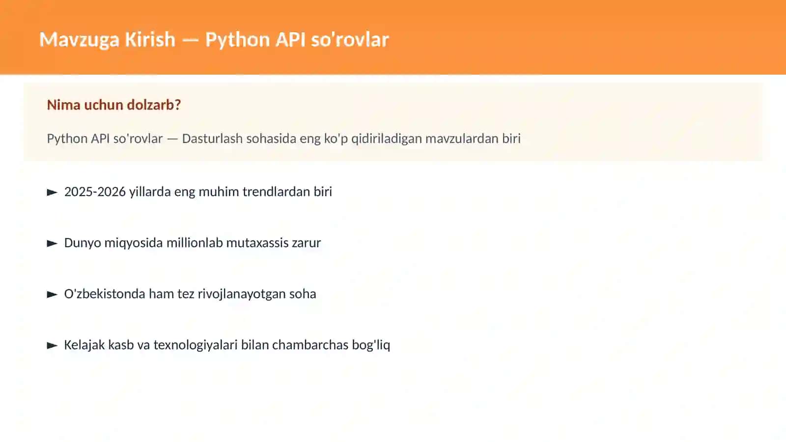 Python API so'rovlar 2